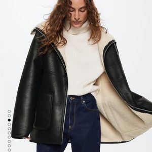 Mango Faux Shearling Lining Coat